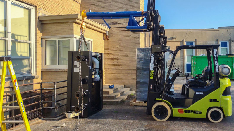 New Boilers Installation with Forklift at Lincoln Elementary